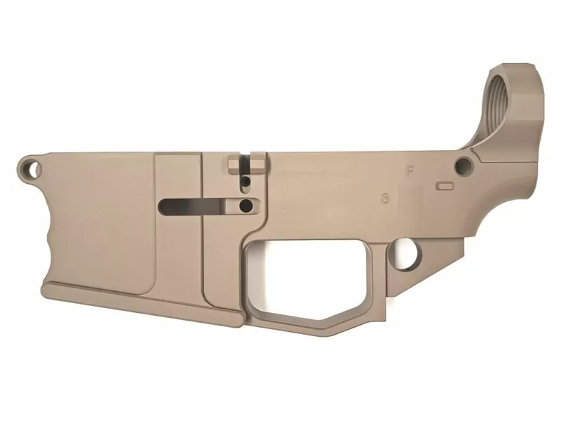 AR-15 Ambidextrous Cerakote FDE Stripped Billet Lower Receiver